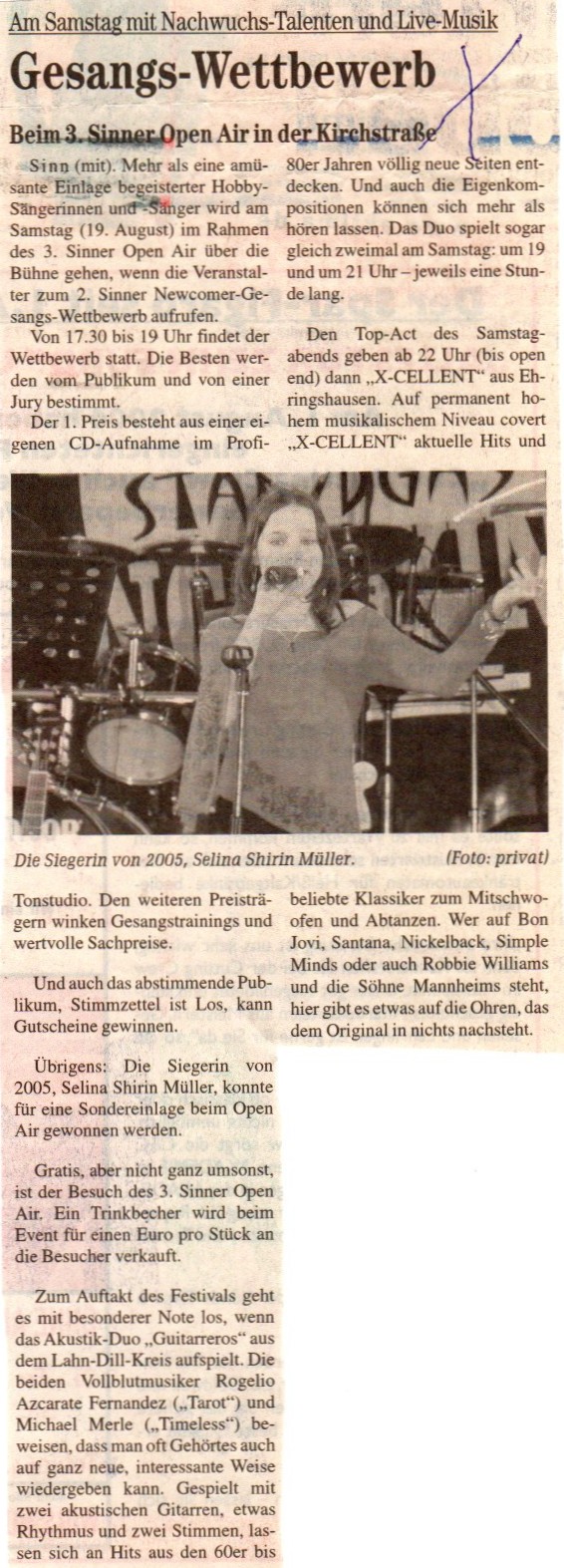 Selina Vorbericht 3. Sinnner Open Air